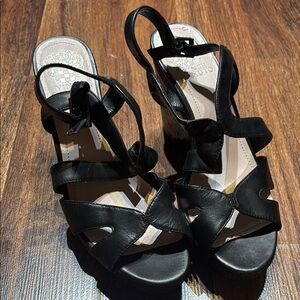 Vince Camuto Black wedge Sandals with Ankle Straps Size 8.5